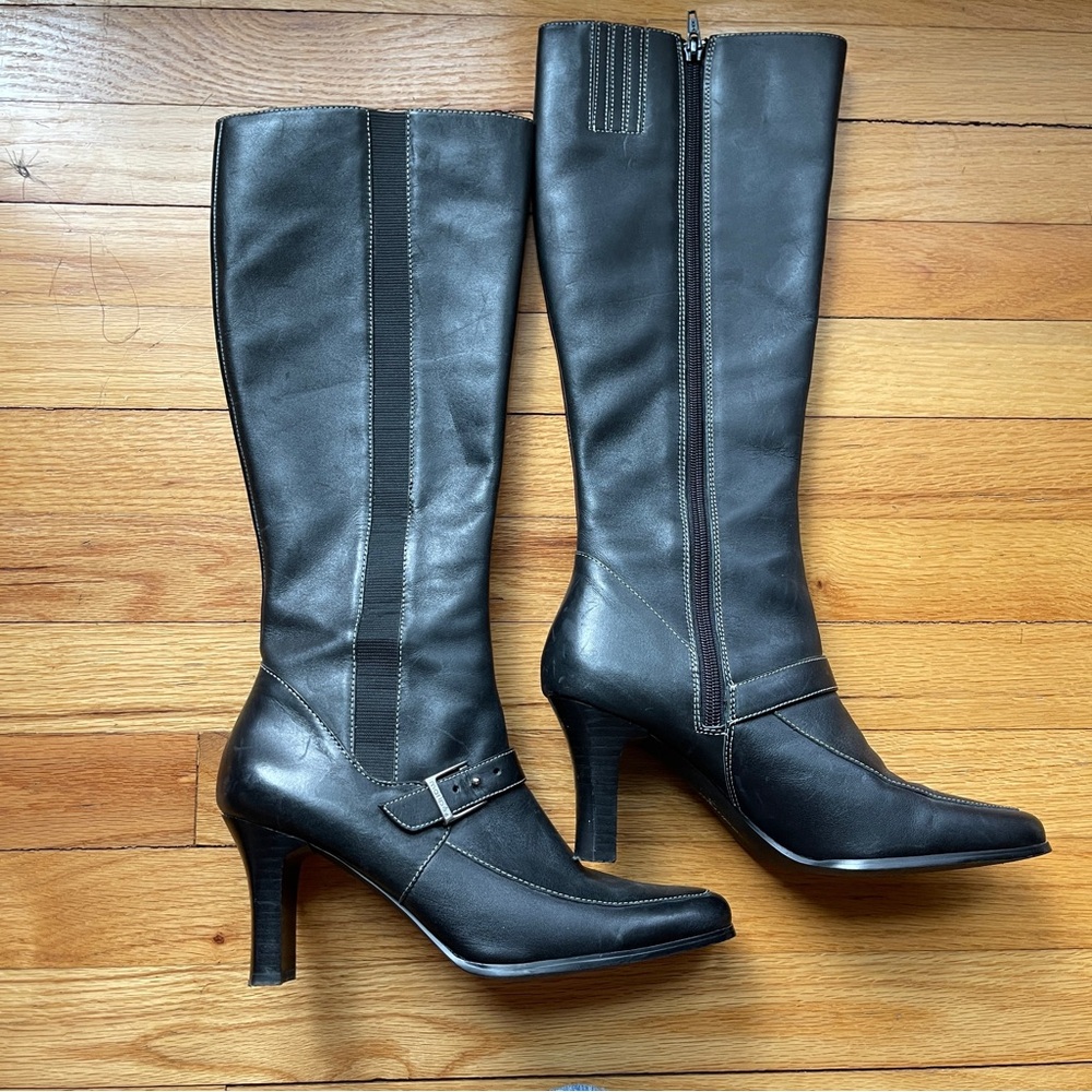 Maripe Dane Black Leather High Heeled Boots 7.5M